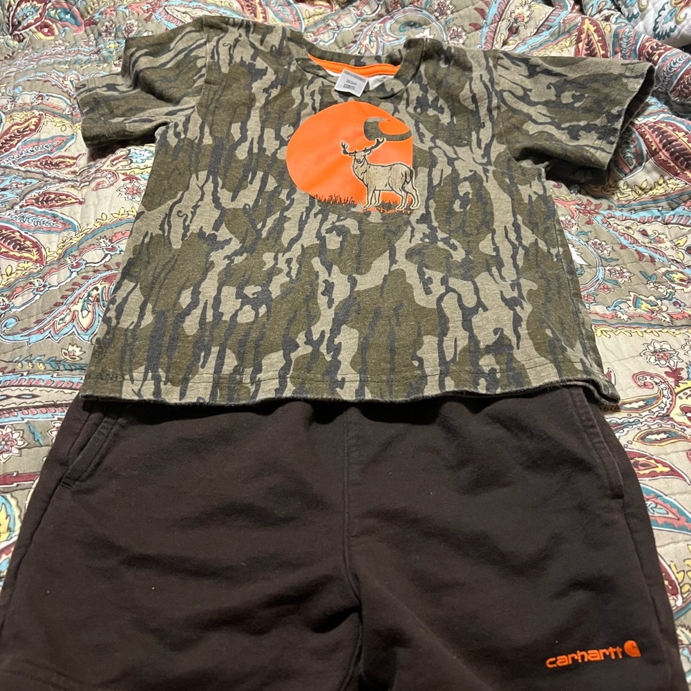Carhartt Kids Camo Tee with Orange Deer Graphic
